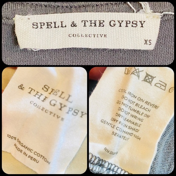 EUC Spell & the Gypsy Collective Charcoal Eagle Island Organic Biker Tee - Picture 16 of 16